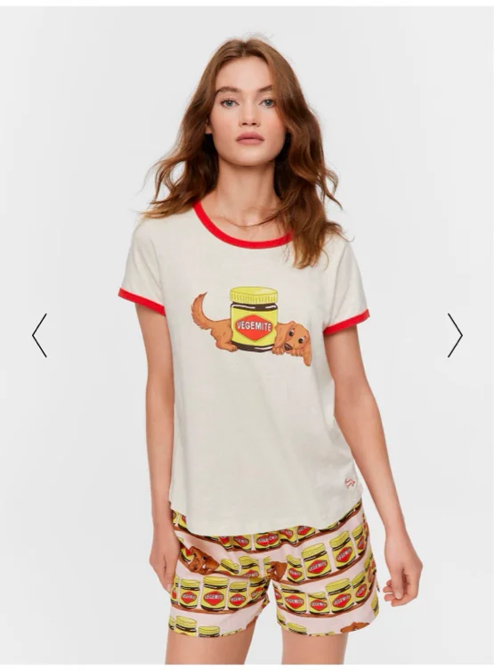 Vegemite 100% Cotton Tee  Oatmeal - Peter Alexander Online