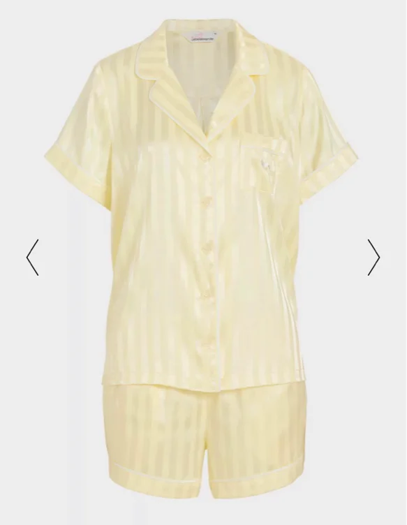 Butter Stripe Chic Satin Shortie Pj Set  Butter - Peter Alexander Online
