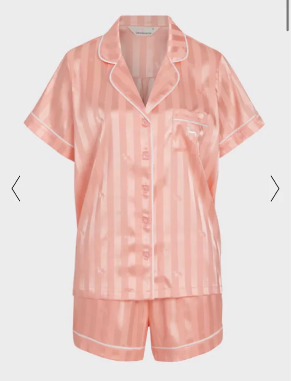Apricot Penny Stripe Chic Satin Shortie Pj Set  Apricot Stripe - Peter Alexander Online