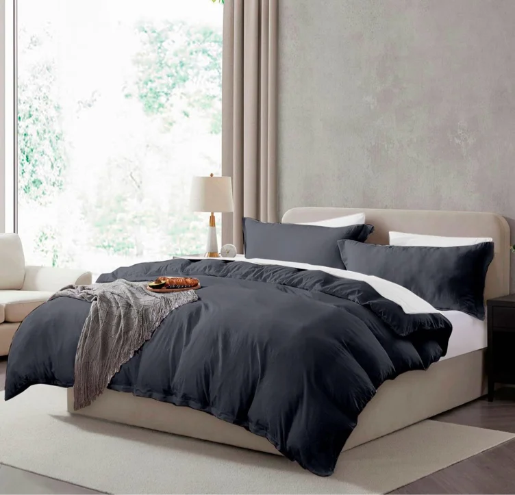 Amazon.com: Hearth & Harbor Full Duvet Cover Set - 3 Piece Soft Prewashed Bedding Set - Includes 1 Duvet Cover 80x90 inches with Zipper Closure and 2 Pillow Shams, Dark Grey, Comforter Not Included : Home & Kitchen