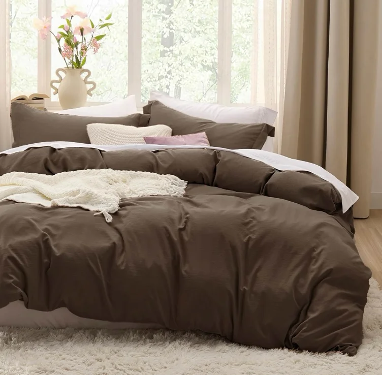 Amazon.com: Bedsure Dark Brown Duvet Cover Full Size - 3 Pieces Prewashed Soft Cotton-Like Polyester Bedding Set, Includes 1 Duvet Cover 80x90 Inches with Zipper Closure & 2 Pillow Shams, No Comforter : Home & Kitchen