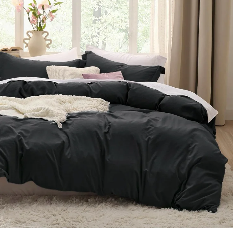 Amazon.com: Bedsure Black Duvet Cover Full Size - 3 Pieces Prewashed Extra Soft Cotton-Like Polyester Bedding Set, Includes 1 Duvet Cover 80x90 Inches with Zipper Closure & 2 Pillow Shams, Comforter Not Included : Home & Kitchen