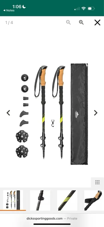 Cascade Mountain Tech Carbon Fiber Quick Lock Trekking Poles