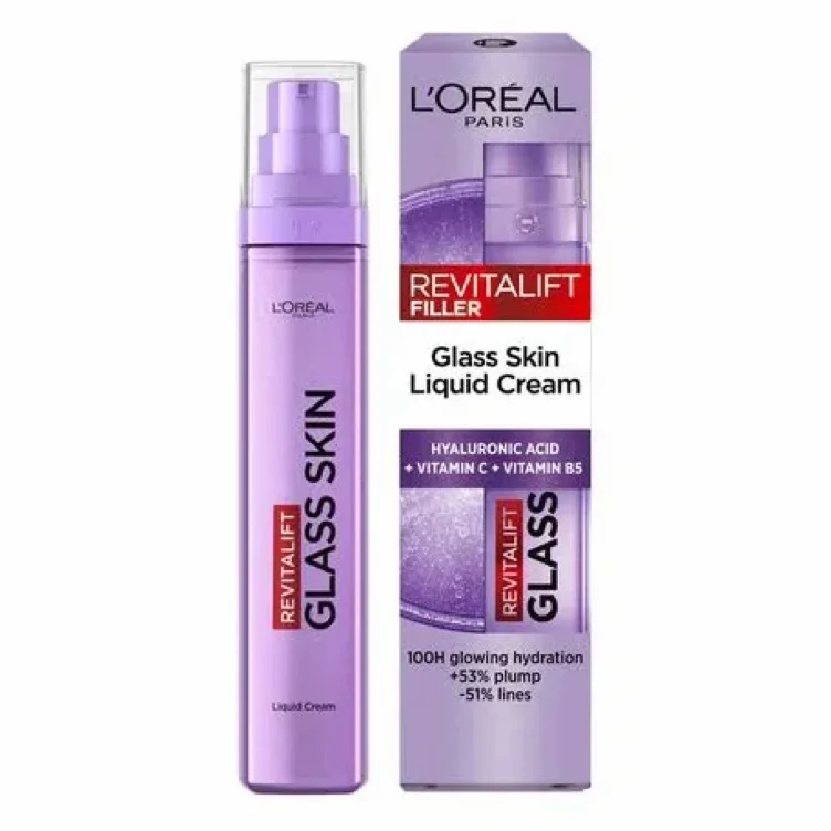 L'Oréal Paris Revitalift Filler Glass Skin Liquid Cream Face Moisturiser 50mL | Skincare