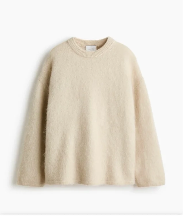 Oversized trui van mohairmix - Zwart
