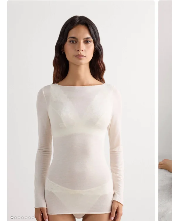 Maglia Manica Lunga Ultralight con Cashmere e Scollo a Barchetta