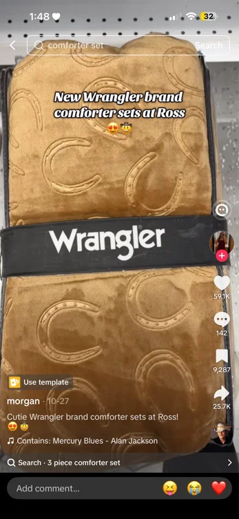 Wrangler tan horseshoe comforter set