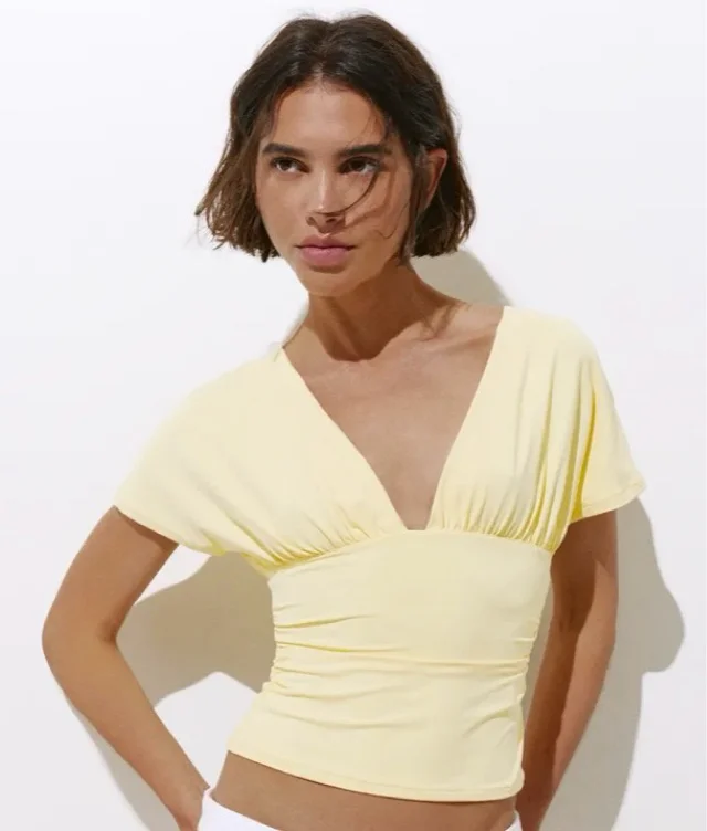 Gathered V-Neck Top