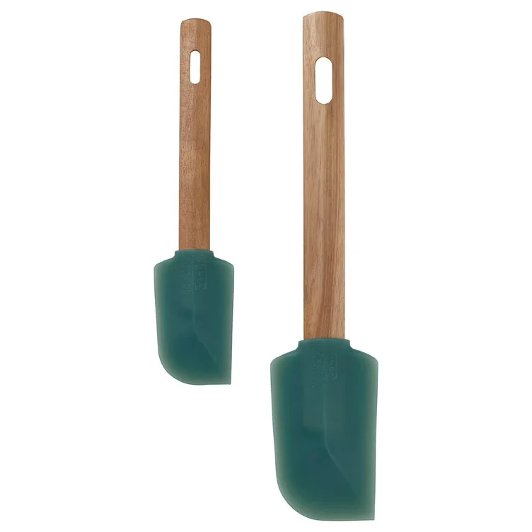 BÄCKRÖDING Spatula, set of 2 - wood/dark gray-green