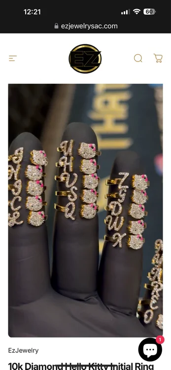 10k Diamond Hello Kitty Initial Ring