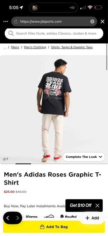 Men's adidas Roses Graphic T-Shirt - Size XS