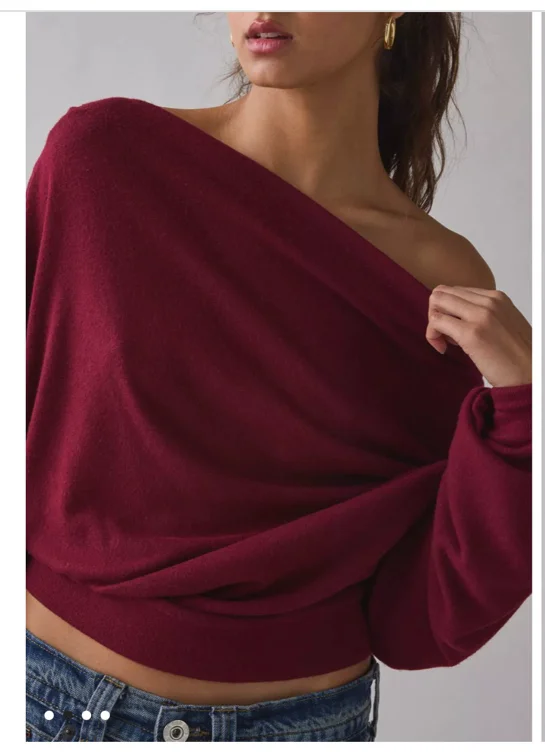 Out From Under Clarity Cozy Knit Off-The-Shoulder Top in Grey, Women's at Urban Outfitters