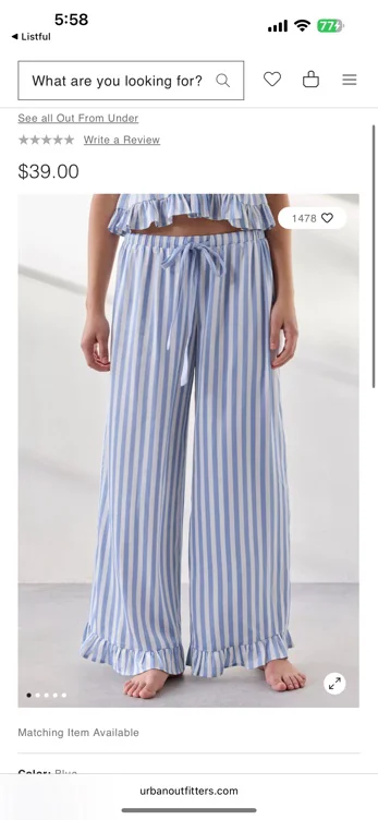 Out From Under Eloise Satin Ruffle PJ Pants
