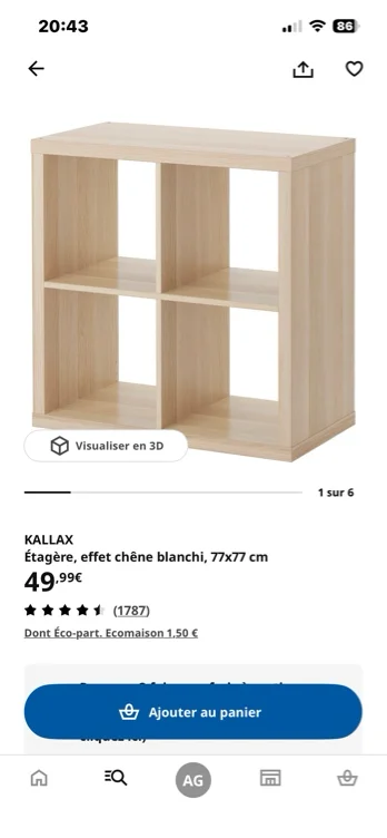 KALLAX Étagère - effet chêne blanchi 77x77 cm