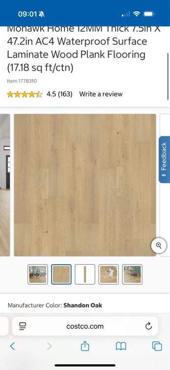 Mohawk Home 12MM Thick 7.5in X 47.2in AC4 Waterproof Surface Laminate Wood Plank Flooring (17.18 sq ft/ctn)