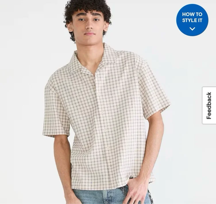 Microplaid Boxy Camp Shirt