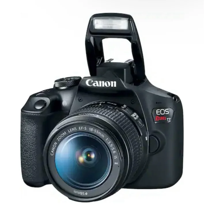 Canon - EOS Rebel T7 DSLR Video Two Lens Kit with EF-S 18-55mm and EF 75-300mm Lenses - Black