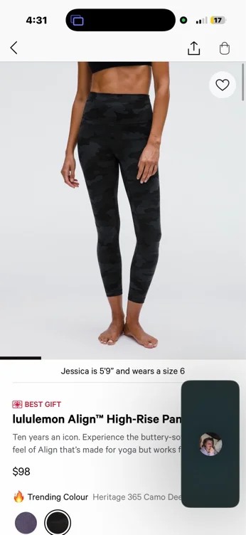 lululemon Align™ High-Rise Pant 25"; Color- Heritage 365 Camo; Size-4