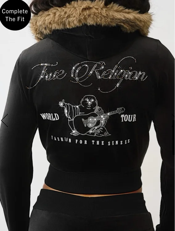 

VELOUR FAUX FUR SHRUNKEN ZIP HOODIE | True Religion

