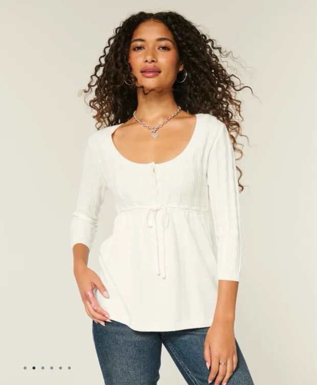 Cable-Knit Babydoll Sweater
