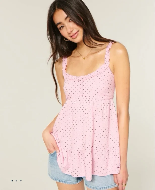 Ruffle Trim Tunic Babydoll Top