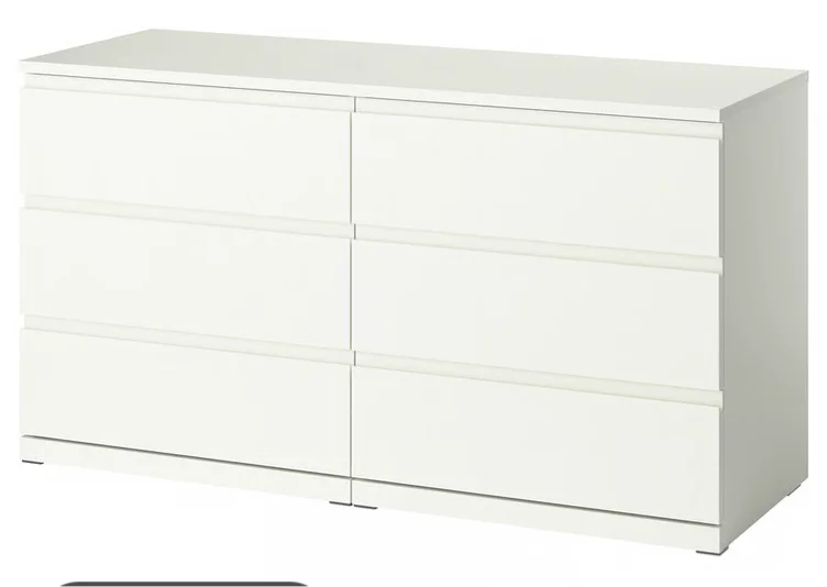 STORKLINTA 6-drawer dresser - white/anchor/unlock-function 140x48x75 cm (55 1/8x18 7/8x29 1/2 ")