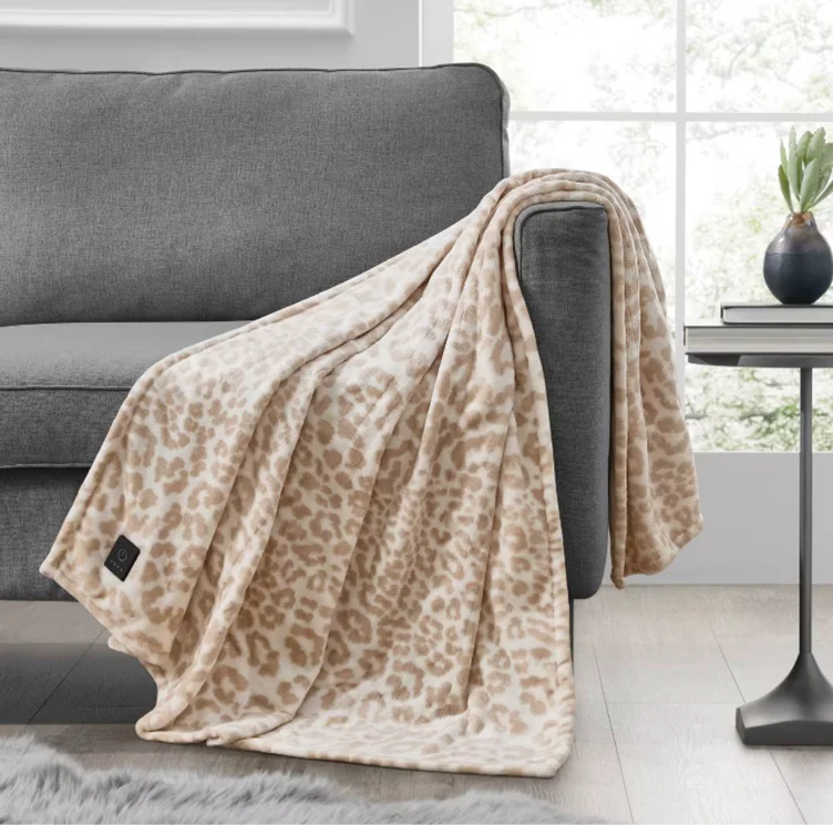 Brookstone Heated Solid Plush Throw 