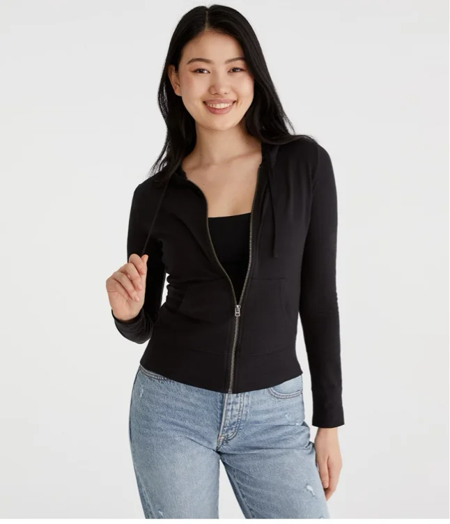 WomenTopsHoodies + SweatshirtsSolid Lightweight Full-Zip HoodieSolid Lightweight Full-Zip Hoodie