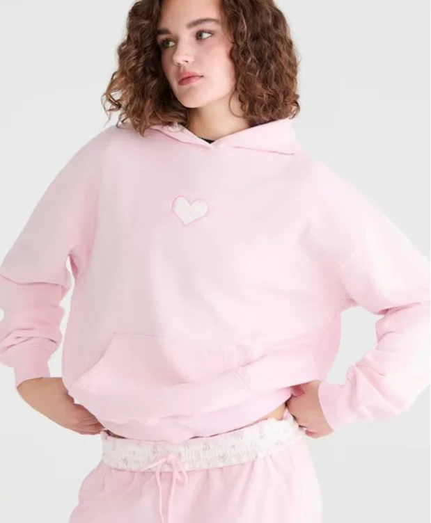 Cloud Soft Floral Heart Pullover Hoodie