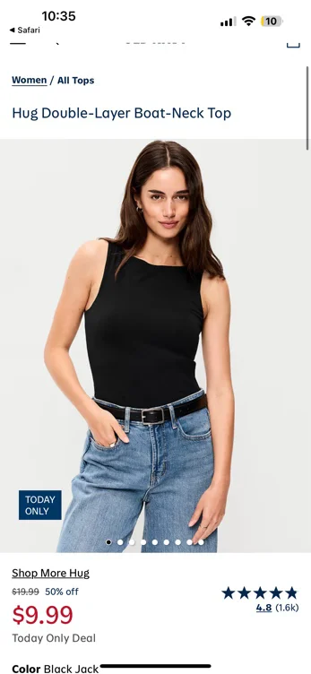 Hug Double-Layer Boat-Neck Top | Old Navy