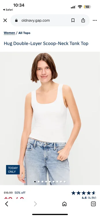 Hug Double-Layer Scoop-Neck Tank Top | Old Navy