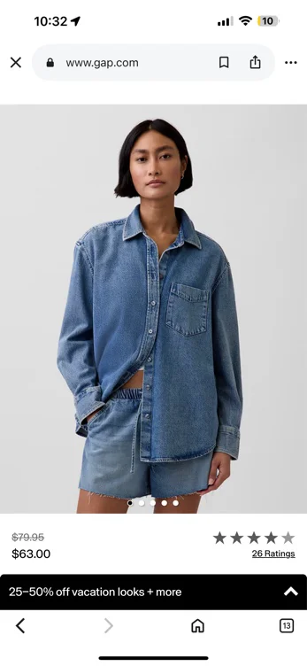 UltraSoft Denim Oversized Shirt | Gap