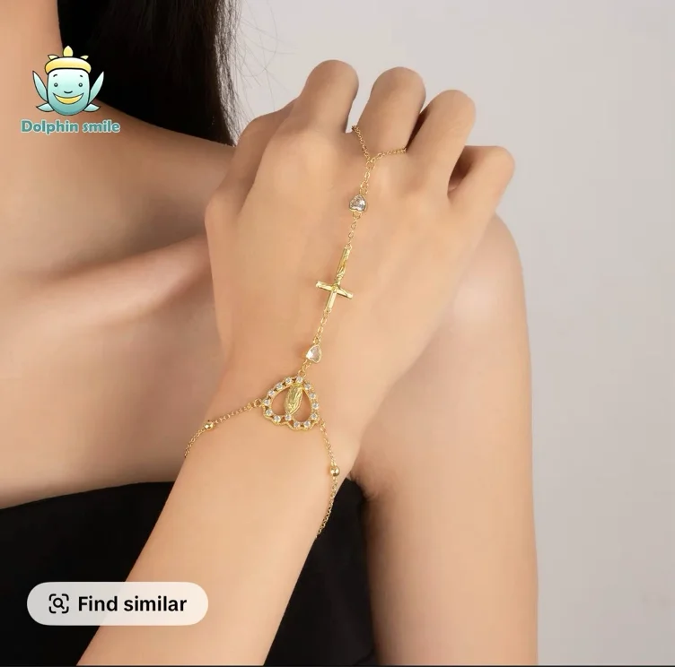 Virgen Mary Women Bracelet San Judas Tadeo 14K Gold Plated Hand - TikTok Shop