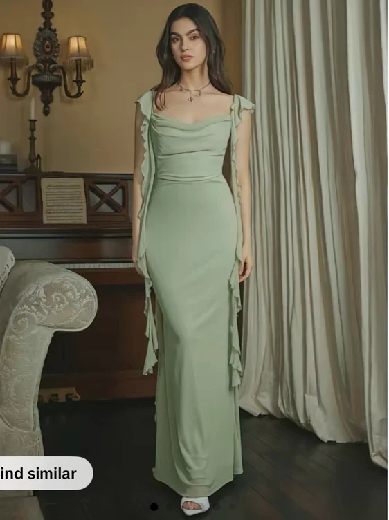 Cider Mesh Ruffle Hem Maxi Dress - TikTok Shop