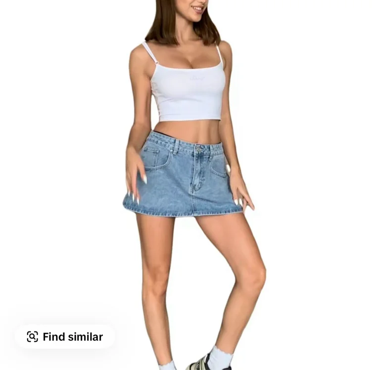 EMMIOL Vintage Blue Fit Denim Mini Jean Skirt for Women - Casual - TikTok Shop