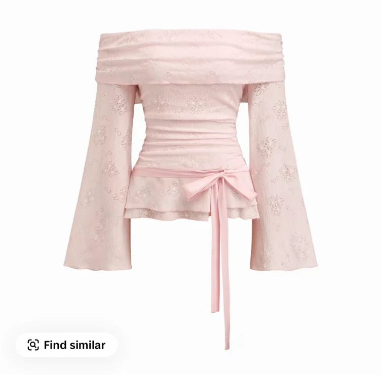 Cider Lace Off-shoulder Floral Knotted Ruched Long Sleeve Top - TikTok Shop