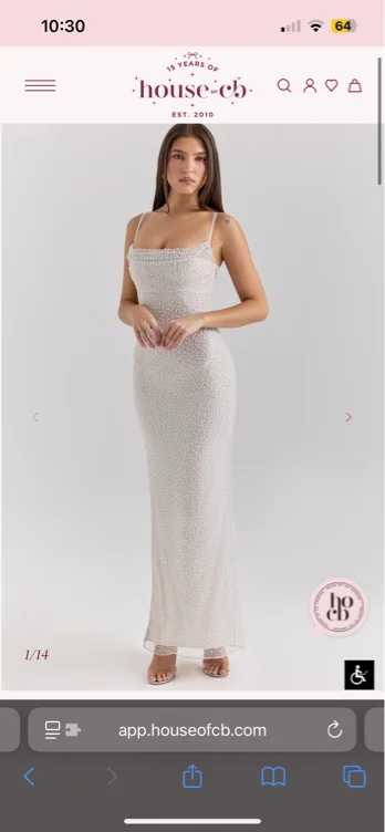 Calla Robe longue ornée de perles argentées