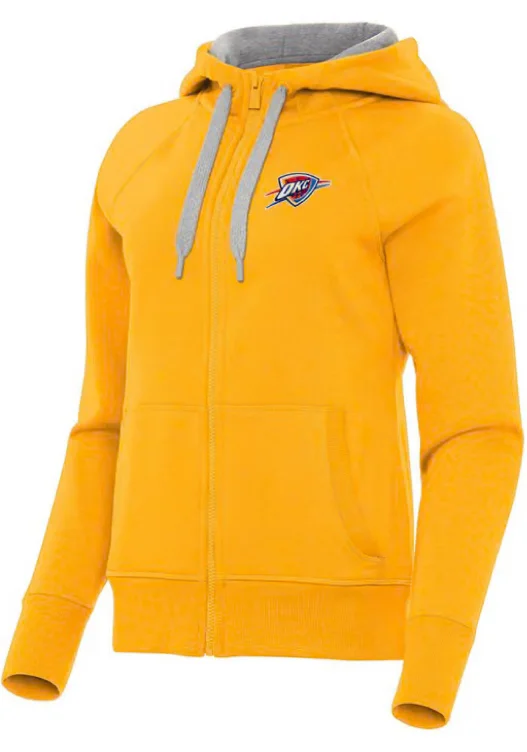 Antigua Oklahoma City Thunder Womens Gold Alternate Victory Long Sleeve Full Zip Jacket