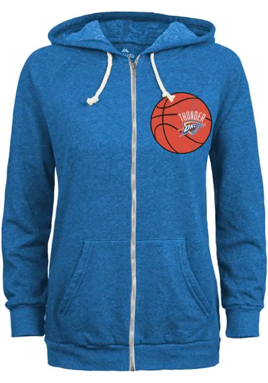 Oklahoma City Thunder Womens Blue Triblend Long Sleeve Full Zip Jacket