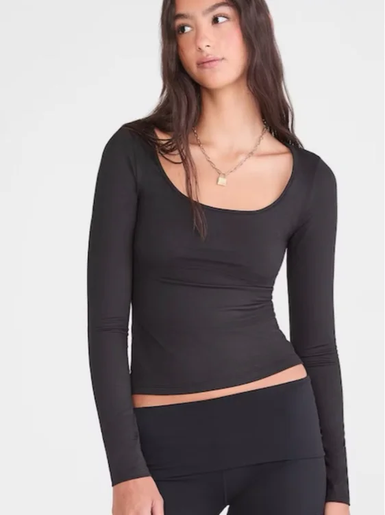 Long Sleeve Buttery Soft Scoop-Neck Tee