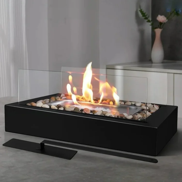 Small Rectangular Tabletop Fire Pit Mini Portable Fireplace For Roasting Marshmallows 
