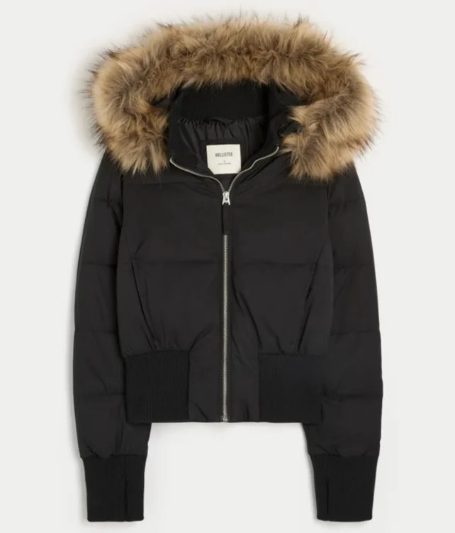 Faux Fur Trim Puffer Bomber Jacket