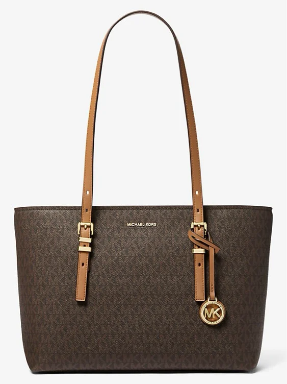 Quinn Medium Signature Logo and Leather Tote Bag
