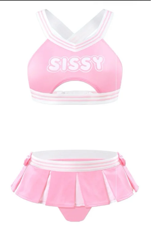 Cheer SissyUniversiry Bralette Skort Set Pink - LittleForBig Cute & Sexy Products
