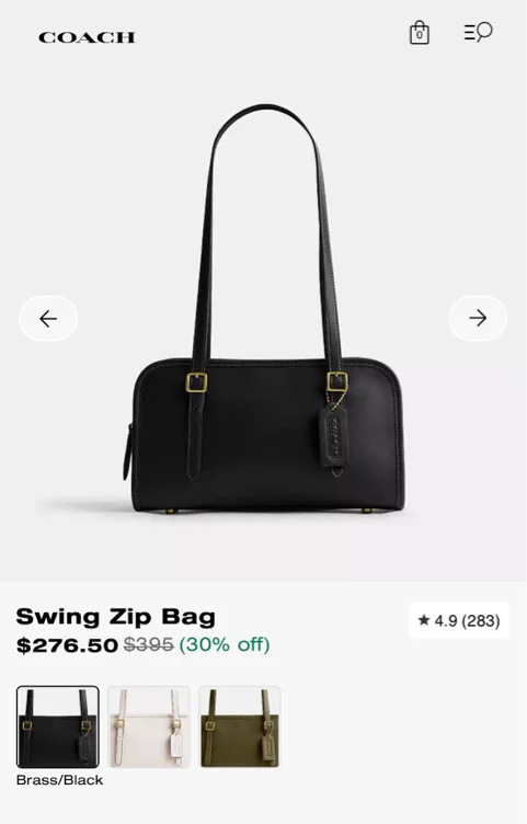 Brass/Olive Swing Zip Bag