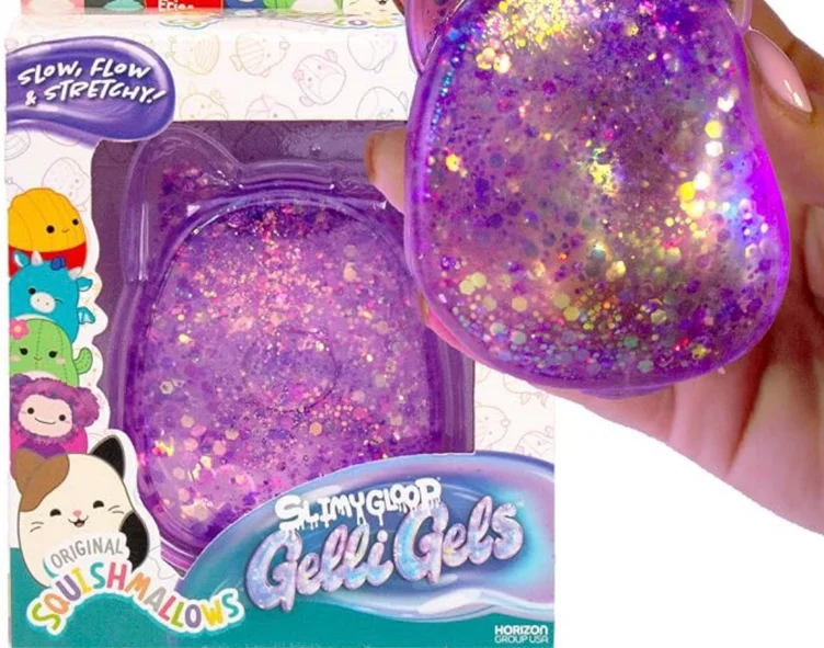 Amazon.com: Original Squishmallows™ SLIMYGLOOP Purple Gelli Gels, Slow Rising Sensory Squeeze Toy with Glitter, Gel Filled Fidget Toys : Toys & Games