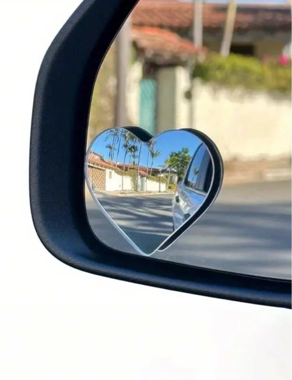 Heart shaped blind spot mirror