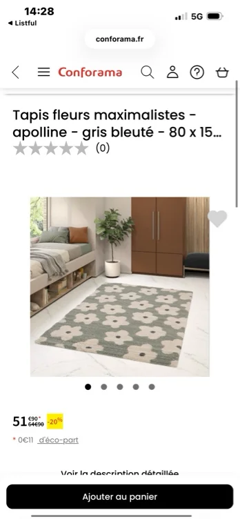 Tapis fleurs maximalistes - apolline - gris bleuté - 80 x 150 cm