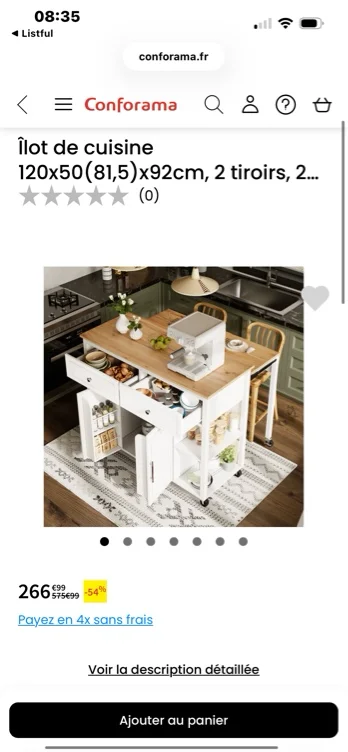 Îlot de cuisine 120x50(81,5)x92cm, 2 tiroirs, 2 portes, roulettes, espace de rangement, mdf, métal, couleur bois+blanc