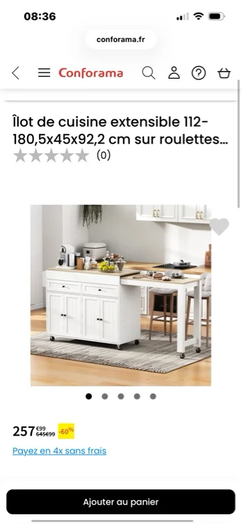 Îlot de cuisine extensible 112-180,5x45x92,2 cm sur roulettes avec plan de travail et tiroirs - mobile - blanc-naturel pour cuisine et salle à manger